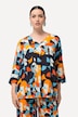 Bluse, Grafikdruck, Rundhals, 3/4-Arm, Krepp