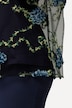 Bluse, dobbeltlag, blomsterbroderi, rund hals, korte ærmer
