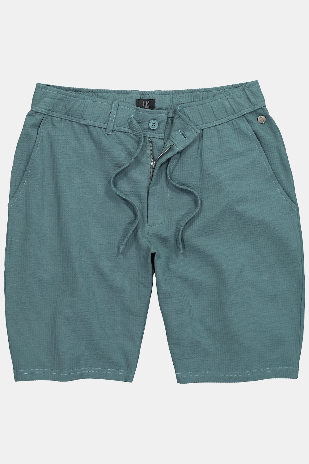 Bermuda, seersucker, tailleband met knoop en rits, 4 zakken, tot 8XL