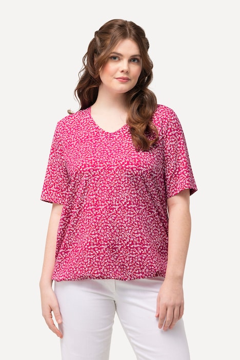 Floral Elastic Hem Short Sleeve Tee