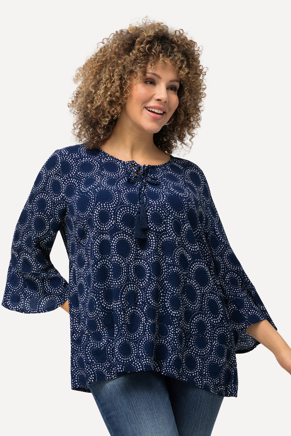 Grote Maten Blouse, Dames, blauw, Maat: 50/52, Viscose, Ulla Popken