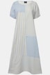 Jurk van linnenmix, A-lijn, strepenmix, ronde hals, halve mouw
