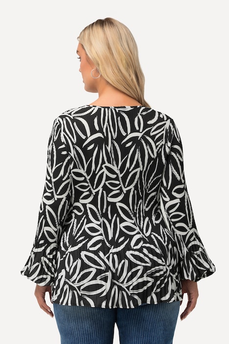 Pleated Leaf Print Blouse | Tunics | Blouses