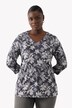 Tropical Leaf Print Slinky Knit 3/4 Sleeve Top