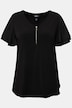 T-shirt, lynlås, V-udskæring, korte vingeærmer