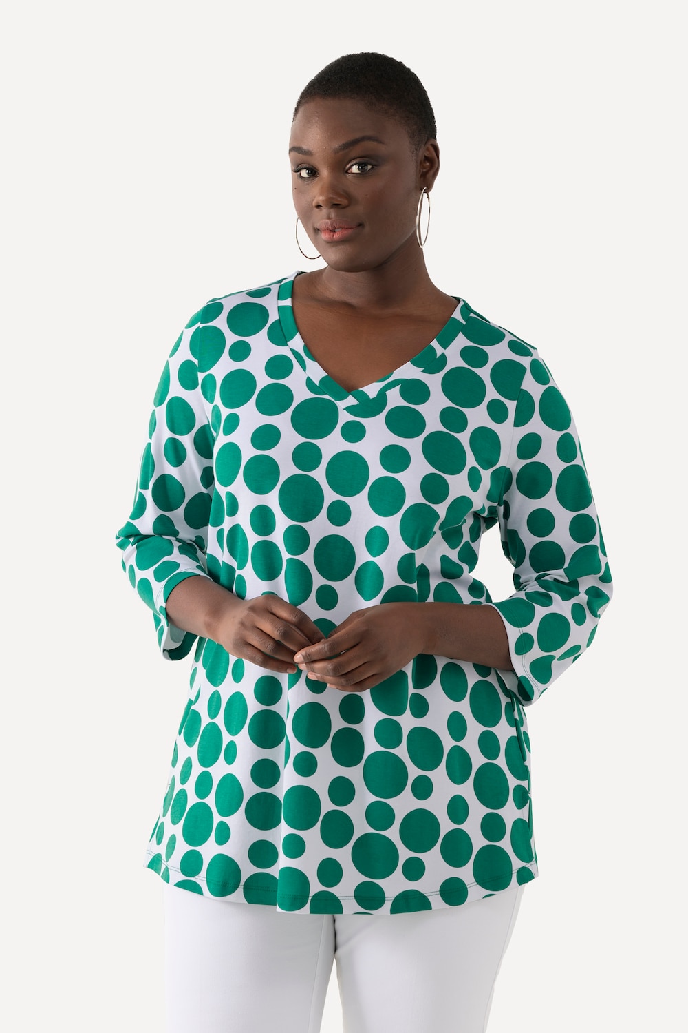 Grote Maten Shirt, Dames, groen, Maat: 54/56, Katoen, Ulla Popken