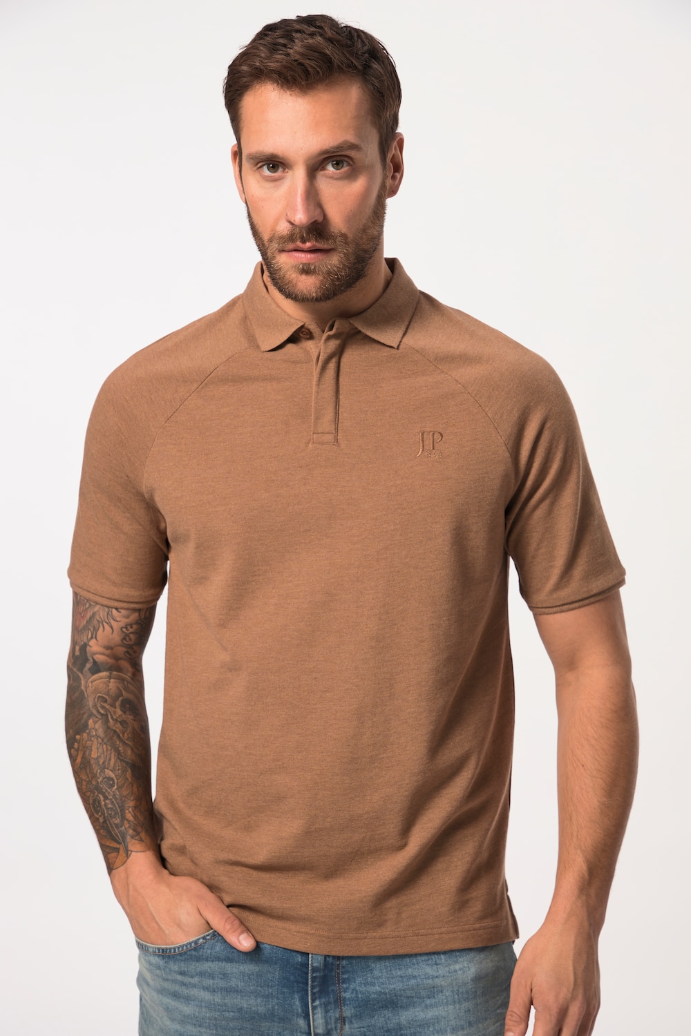 Große Größen JP1880 Poloshirt, Herren, braun, Größe: 6XL, Baumwolle/Polyester, JP1880