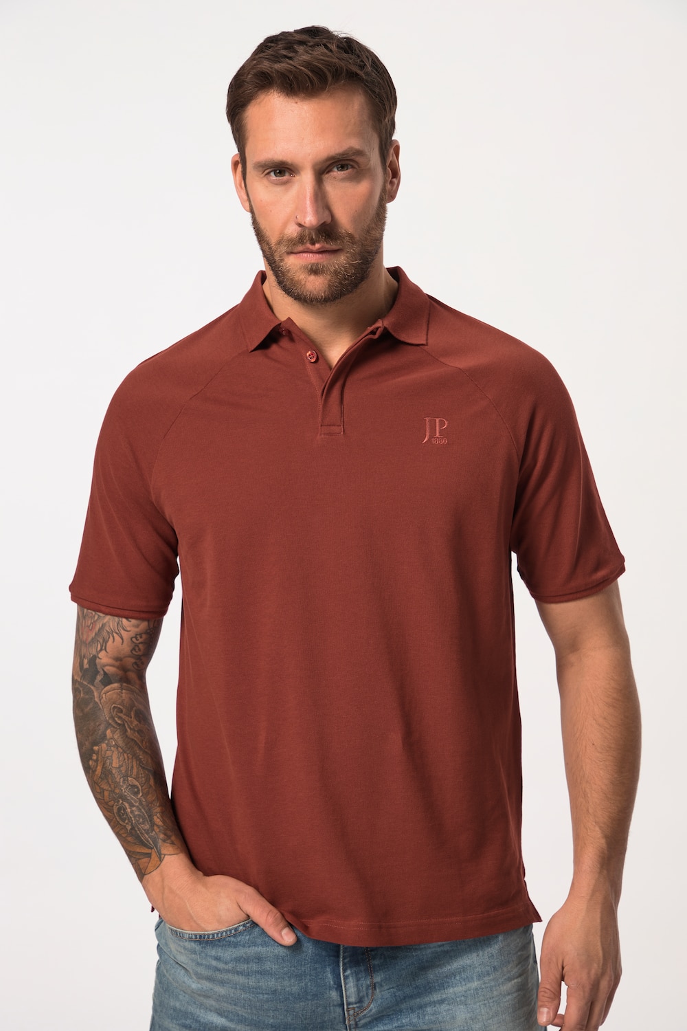 Große Größen JP1880 Poloshirt, Herren, rot, Größe: L, Baumwolle, JP1880