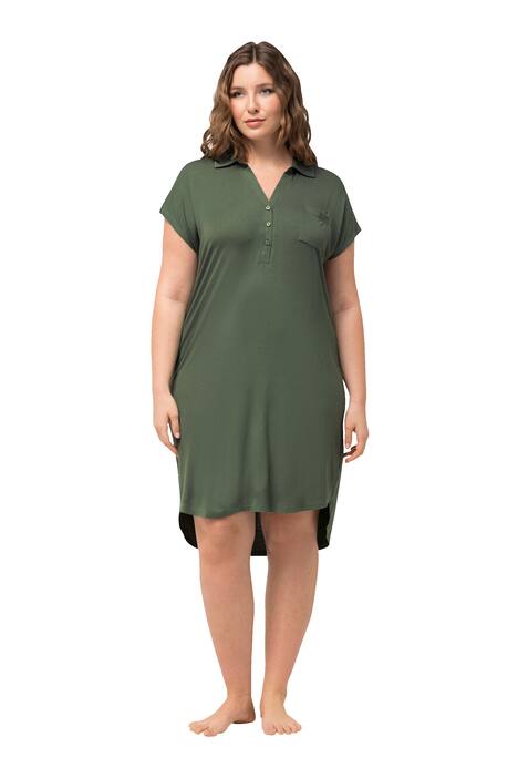 Noční košile, oversize, límeček, výstřih do V, krátké rukávy