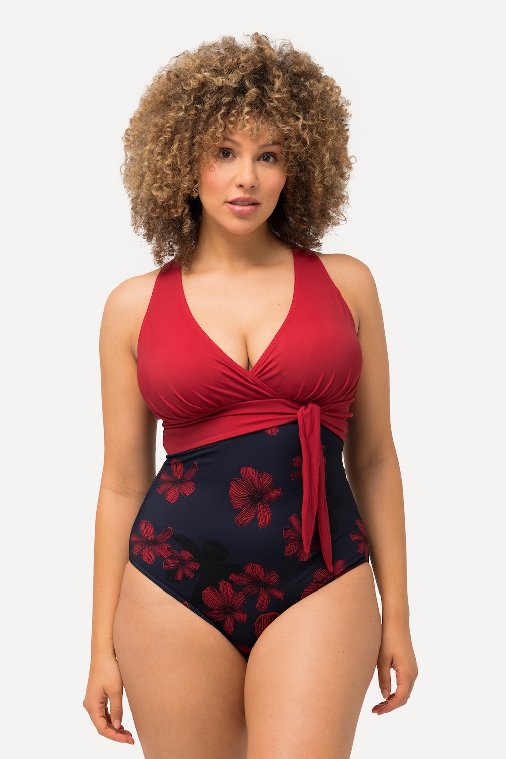 Thumbnail - Große Größen Badeanzug, Damen, rot, Größe: 56, Polyester/Synthetische Fasern/Elasthan, Ulla Popken