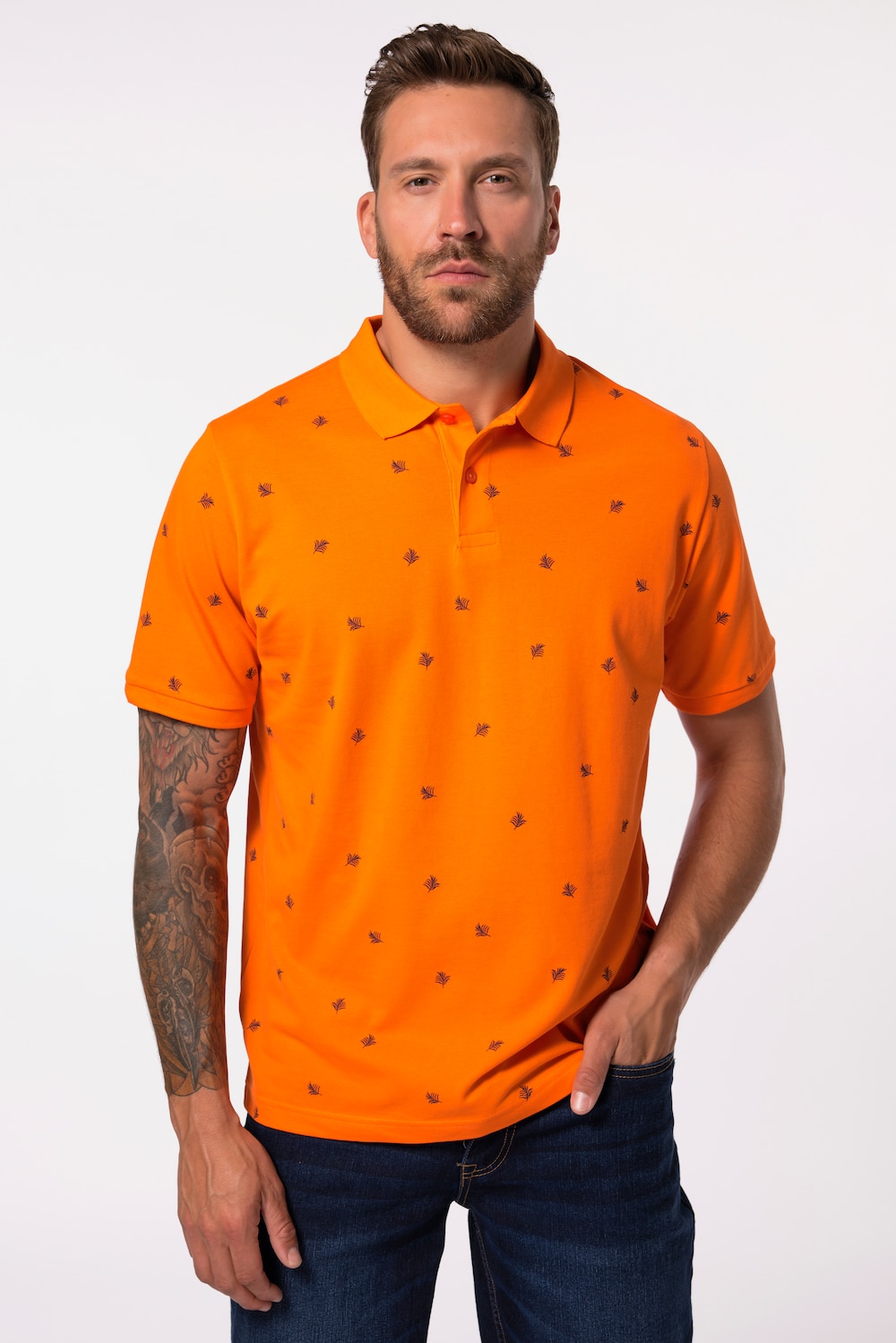 Große Größen Poloshirt, Herren, orange, Größe: 7XL, Baumwolle, JP1880