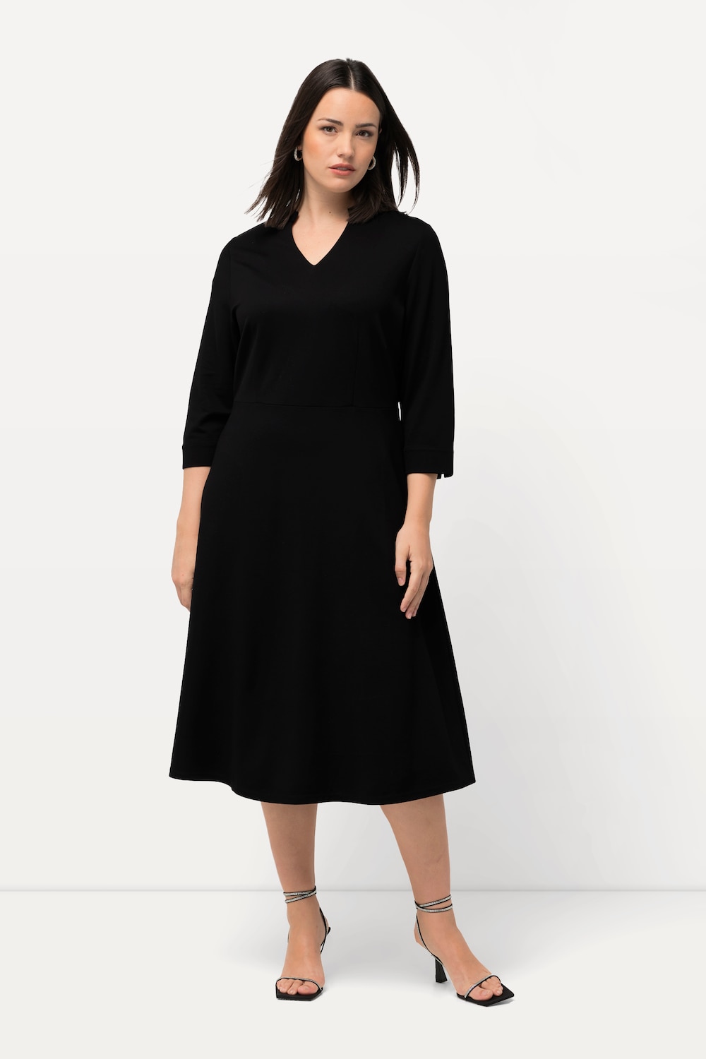 Große Größen Punto-di-Roma-Kleid, Damen, schwarz, Größe: 46/48, Viskose/Synthetische Fasern, Ulla Popken