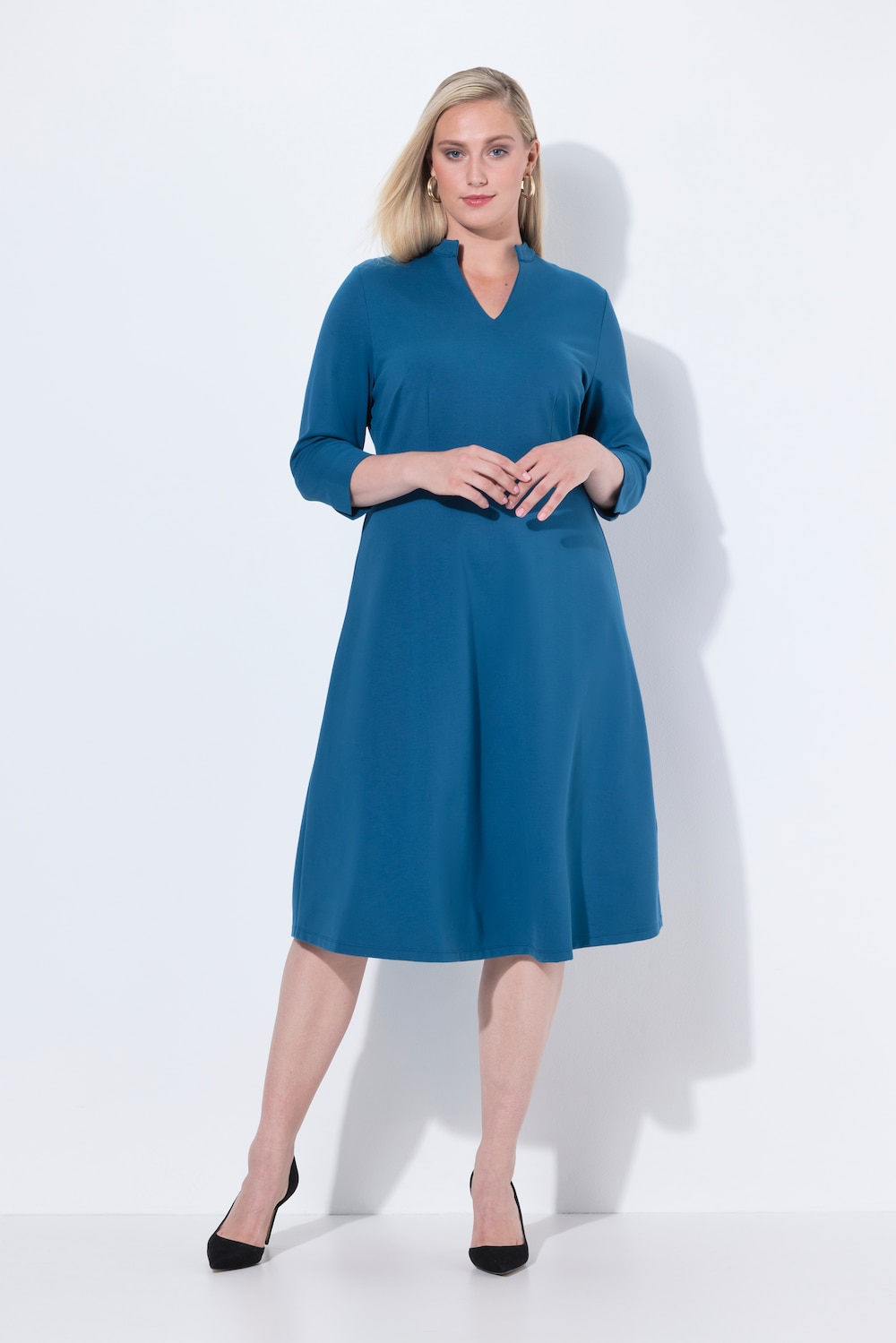 Große Größen Punto-di-Roma-Kleid, Damen, türkis, Größe: 54/56, Viskose/Synthetische Fasern, Ulla Popken