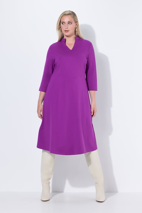 Punto-di-Roma-Kleid, A-Linie, V-Ausschnitt, 3/4-Arm