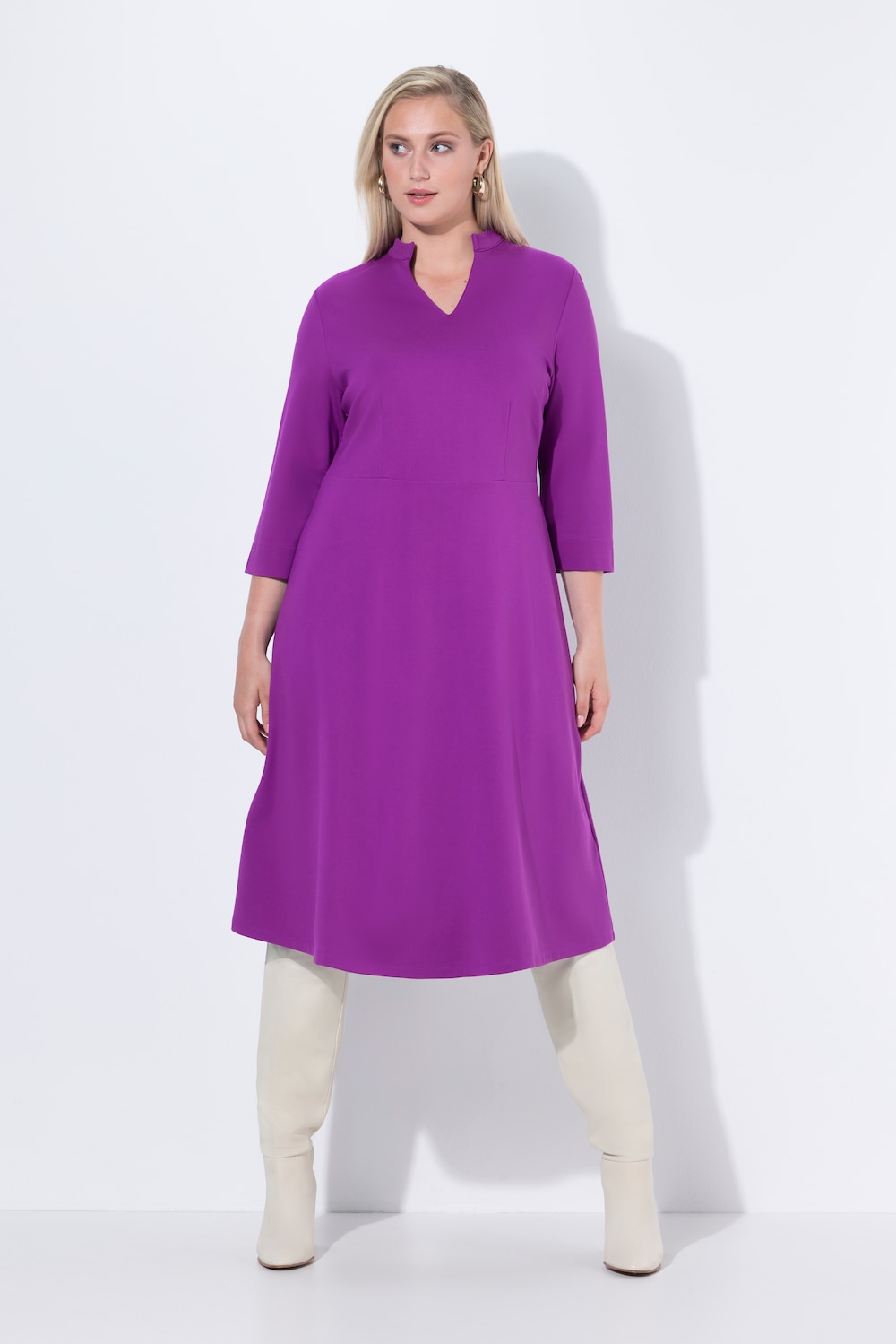 Große Größen Punto-di-Roma-Kleid, Damen, lila, Größe: 42/44, Viskose/Synthetische Fasern, Ulla Popken