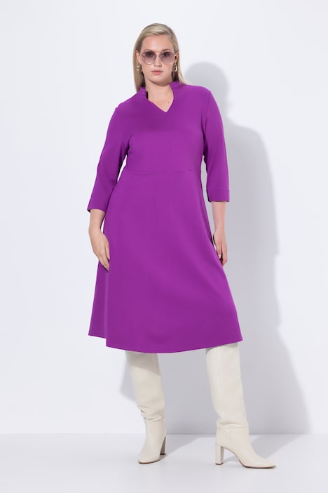 Punto-di-Roma-Kleid, A-Linie, V-Ausschnitt, 3/4-Arm