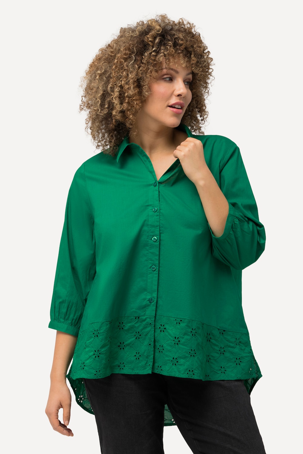 Grote Maten Blouse, Dames, groen, Maat: 50/52, Katoen, Ulla Popken