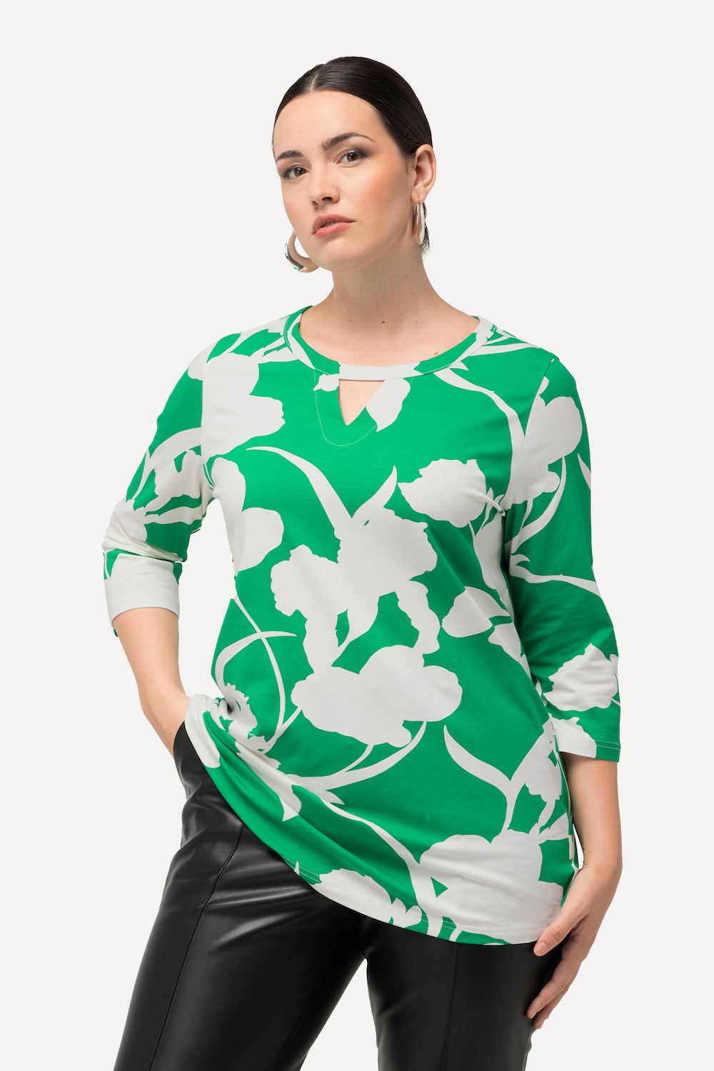 Grote Maten Shirt, Dames, groen, Maat: 54/56, Katoen, Ulla Popken