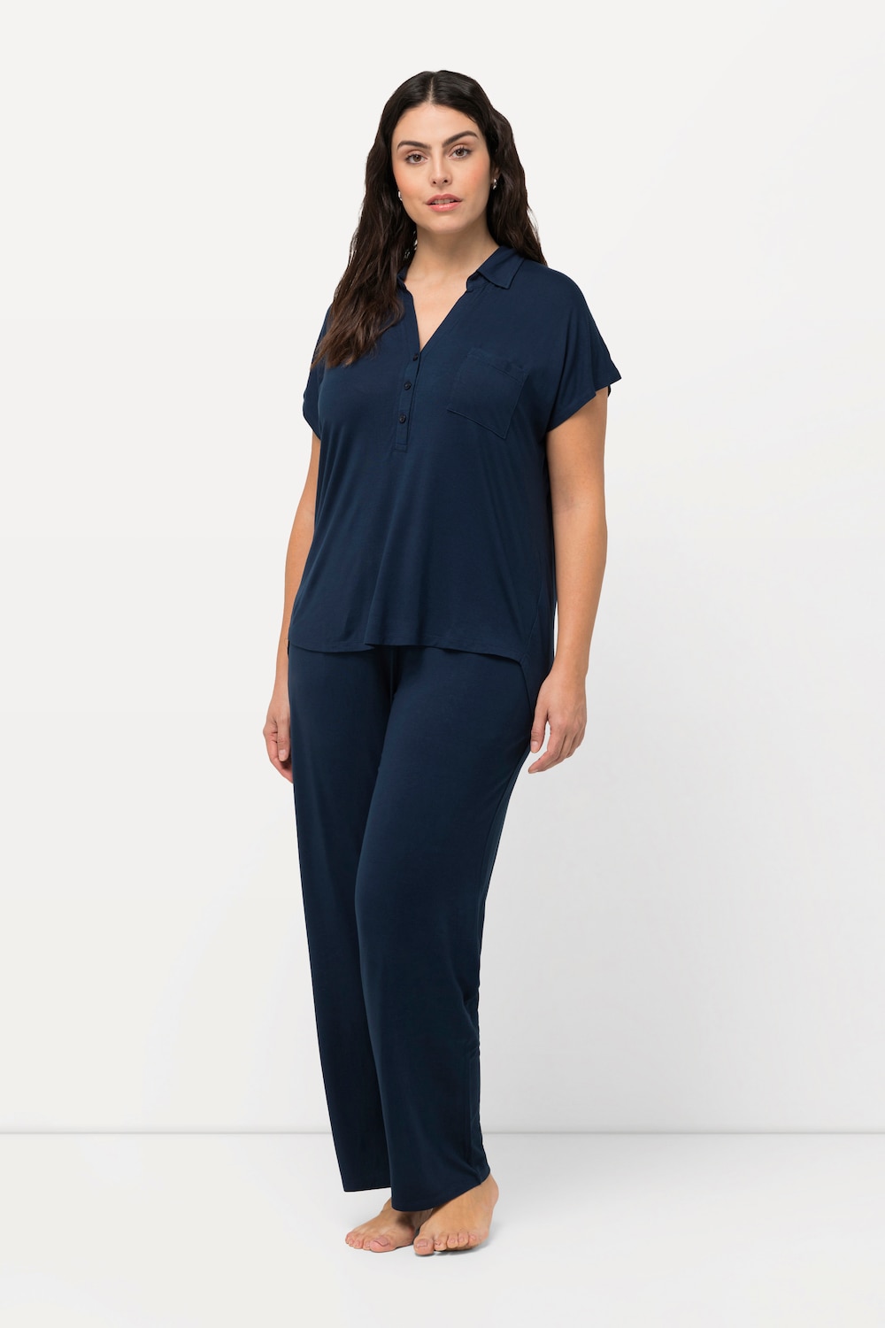 Thumbnail - Große Größen Pyjama, Damen, blau, Größe: 54/56, Viskose, Ulla Popken