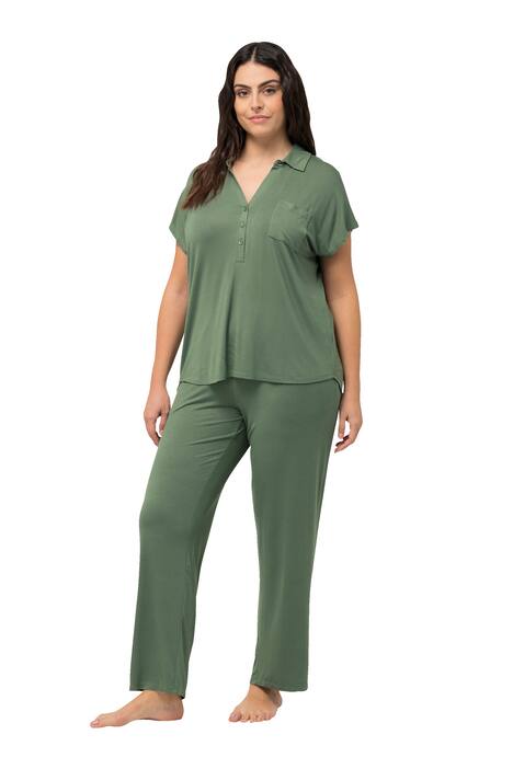 Pyžamo, oversize, límeček, výstřih do V, krátké rukávy