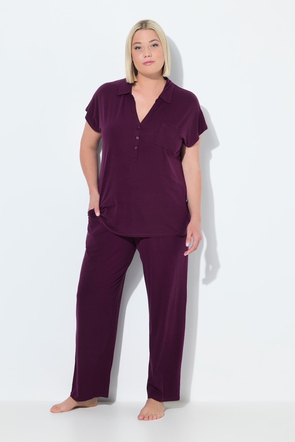 Große Größen Pyjama, Damen, lila, Größe: 50/52, Viskose, Ulla Popken