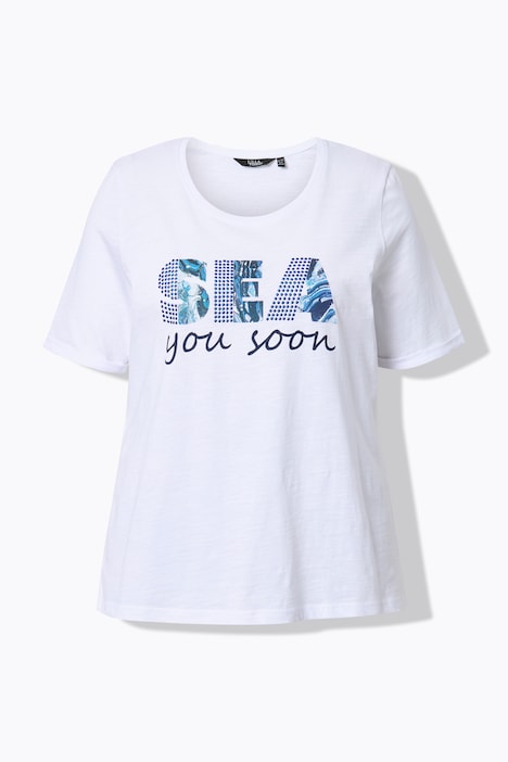 T-Shirt, Sea you soon, Classic, Rundhals, Halbarm, schneeweiß | Happy Size