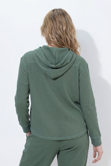 Sweatjacke, Waffelstruktur, Kapuze, Biobaumwolle
