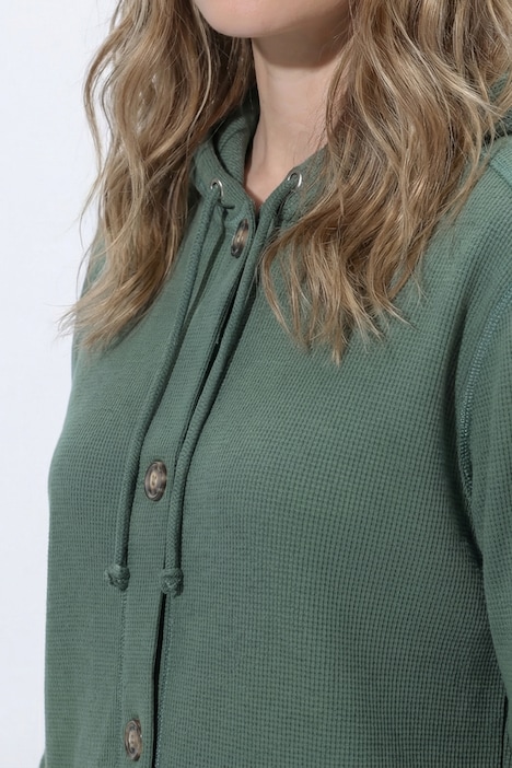 Sweatjacke, Waffelstruktur, Kapuze, Biobaumwolle