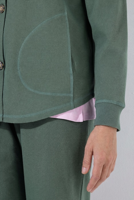 Sweatjacke, Waffelstruktur, Kapuze, Biobaumwolle