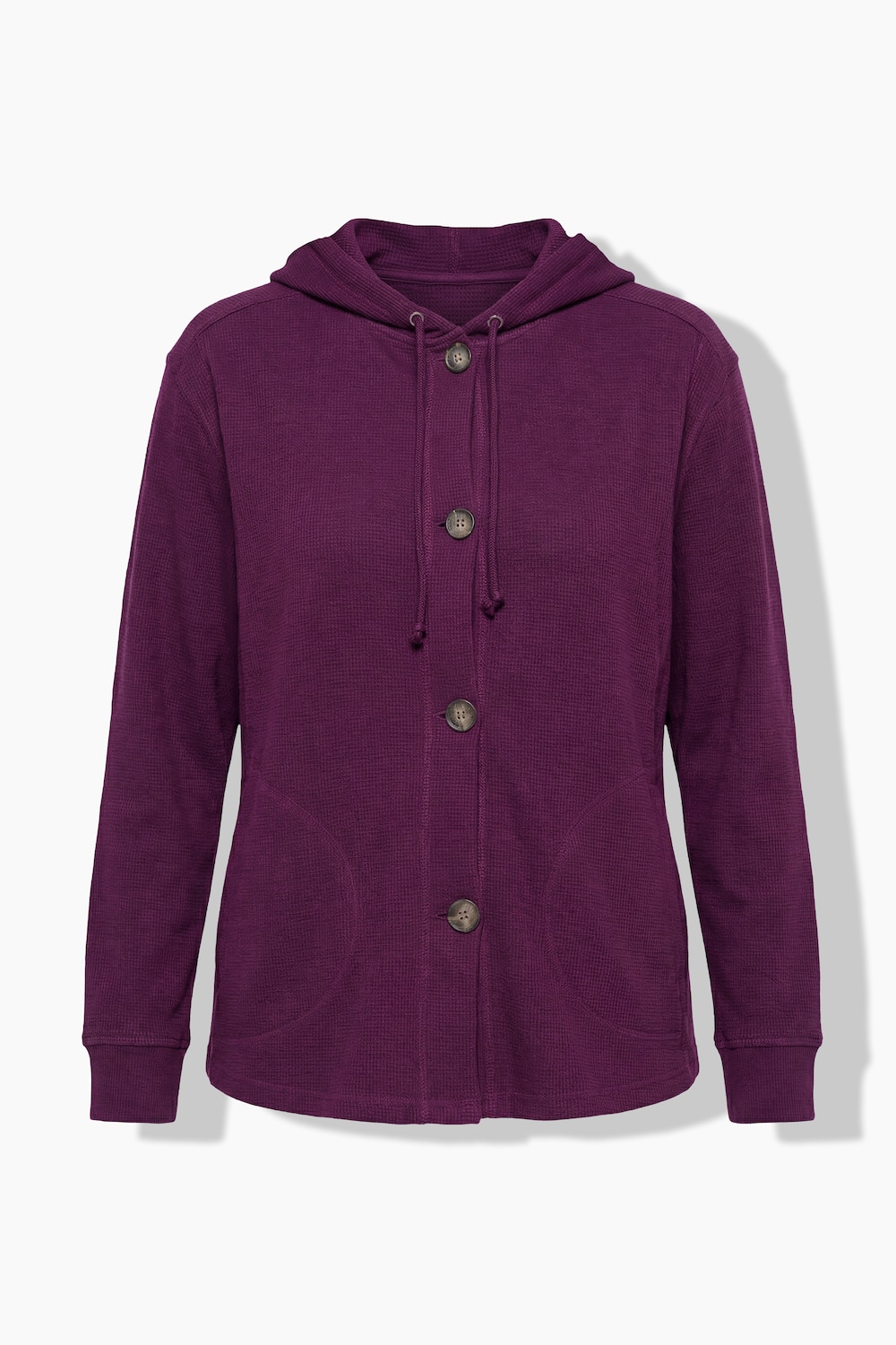 Sweatjacke, Waffelstruktur, Kapuze, Biobaumwolle