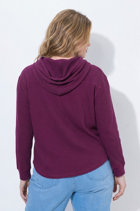 Sweatjacke, Waffelstruktur, Kapuze, Biobaumwolle