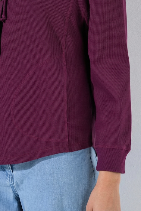 Sweatjacke, Waffelstruktur, Kapuze, Biobaumwolle