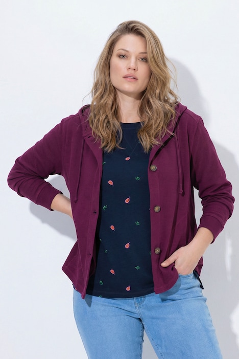 Sweatjacke, Waffelstruktur, Kapuze, Biobaumwolle