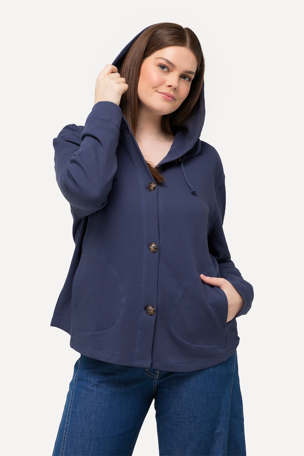 Große Größen Sweatjacke, Damen, blau, Größe: 42/44, Baumwolle, Ulla Popken