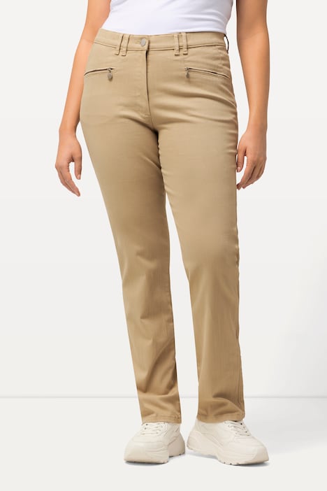 Pantalon stretch Mony, jambe légèrement de forme carotte, poches zippées