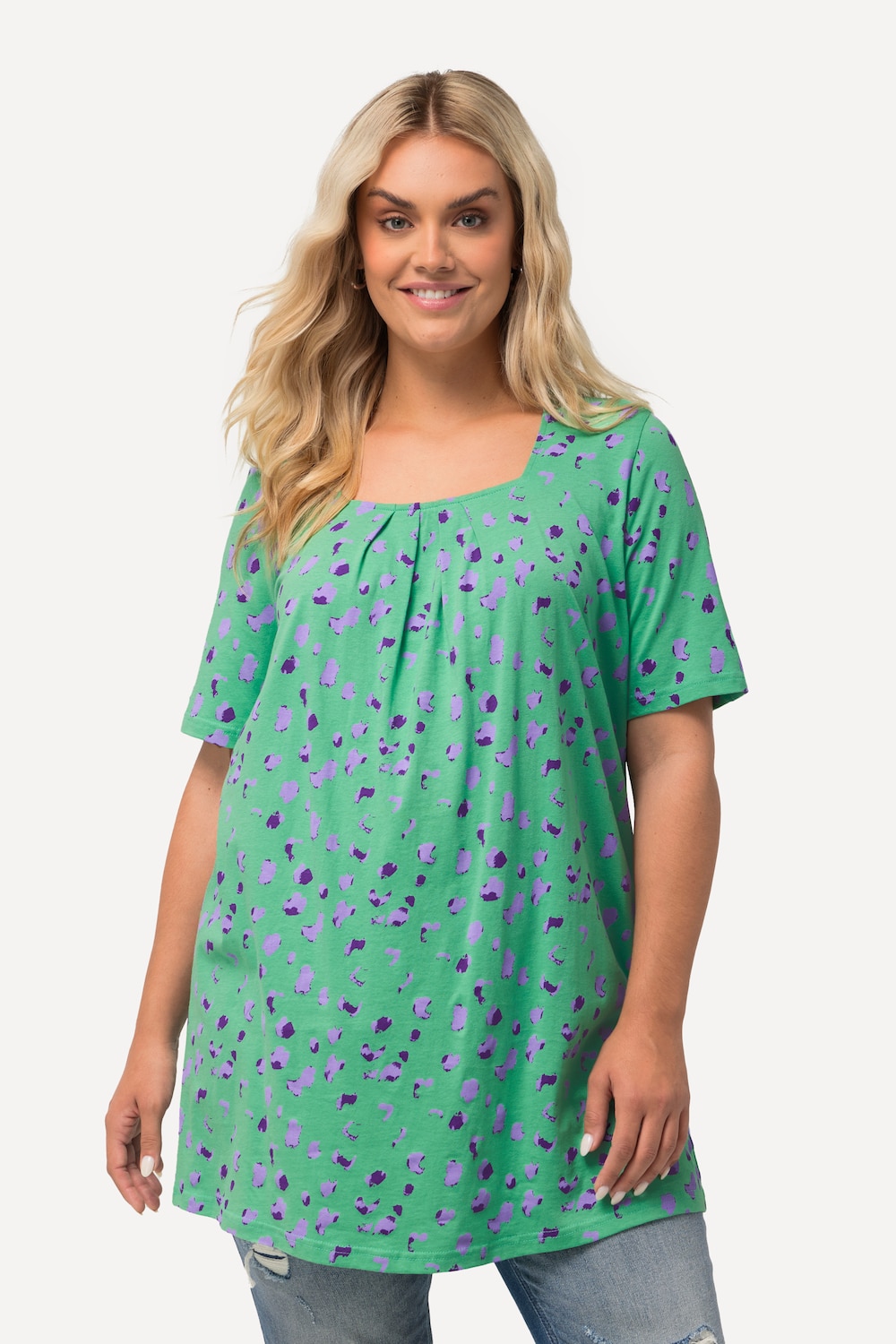 Große Größen Longshirt, Damen, türkis, Größe: 50/52, Baumwolle, Ulla Popken