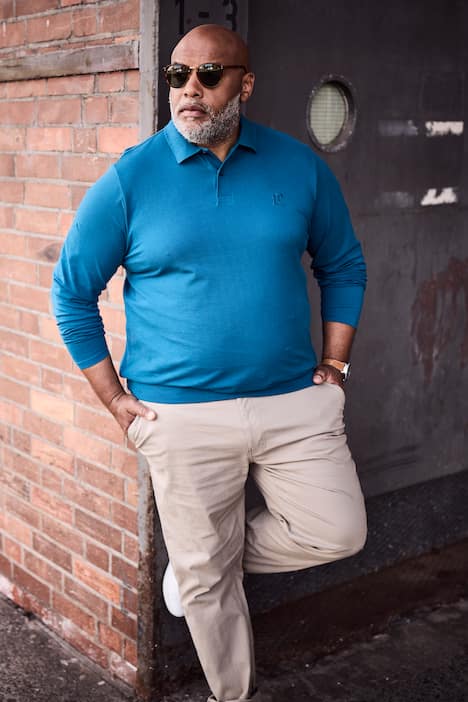 JP 1880 poloshirt, basic, Buik-Fit, lange mouwen, piqué, XXL tot 8XL