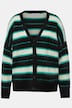 Strickjacke, oversized, Streifen, V-Ausschnitt