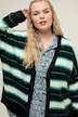 Strickjacke, oversized, Streifen, V-Ausschnitt