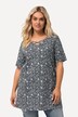 T-shirt i A-linje med blomster og V-udskæring