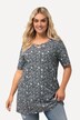 T-shirt i A-linje med blomster og V-udskæring