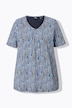 T-shirt, sierplooien, A-lijn, V-hals, halflange mouwen