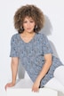 T-shirt, sierplooien, A-lijn, V-hals, halflange mouwen