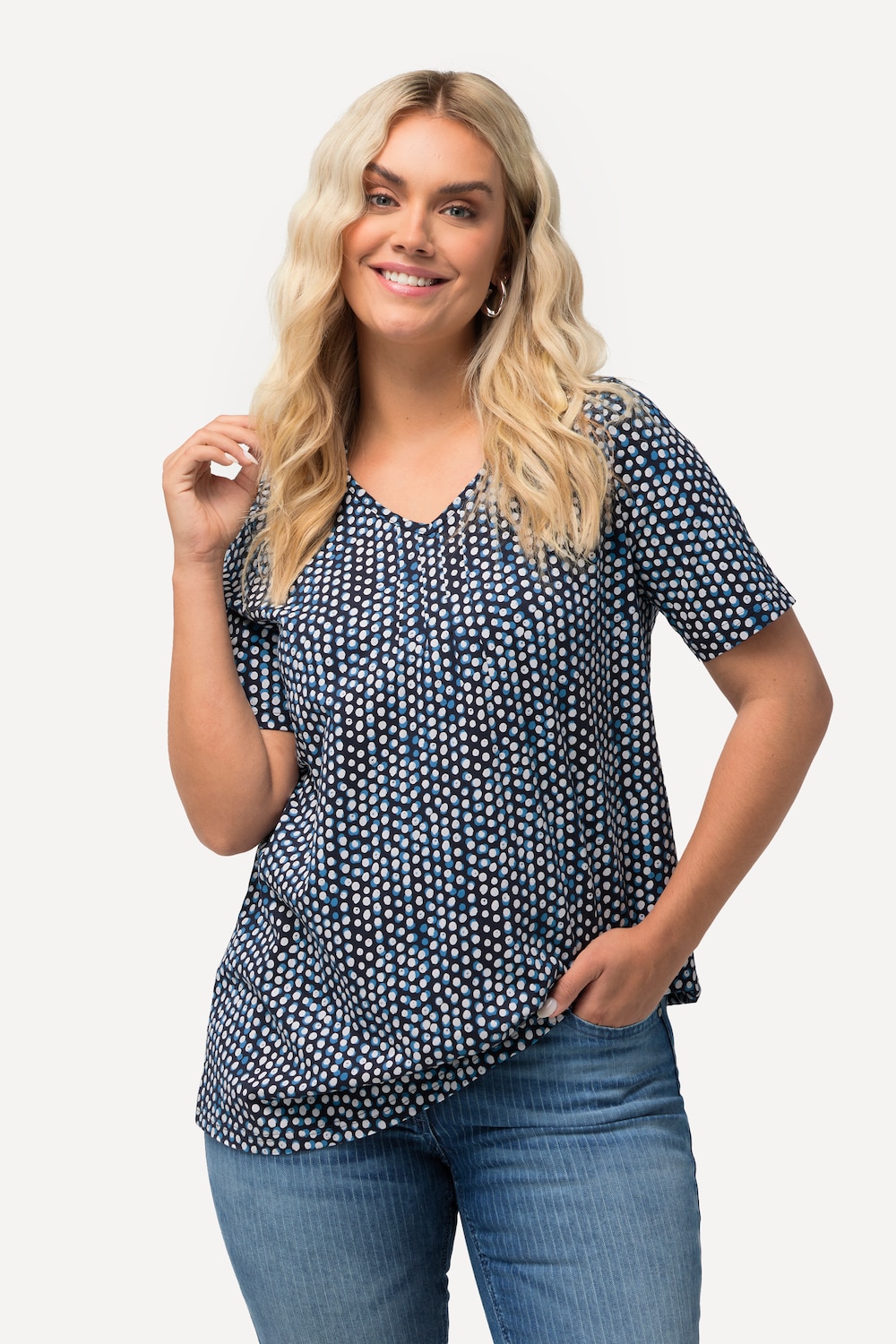 Große Größen T-Shirt, Damen, blau, Größe: 50/52, Baumwolle, Ulla Popken