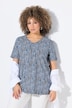 T-shirt, sierplooien, A-lijn, V-hals, halflange mouwen