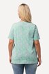 T-shirt, ozdobne plisy, trapezowy krój, dekolt w serek, rękaw 1/2
