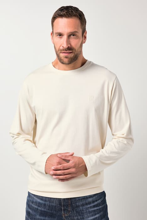 Long-sleeved top, basic, round neck, stomach fit, up to 8 XL