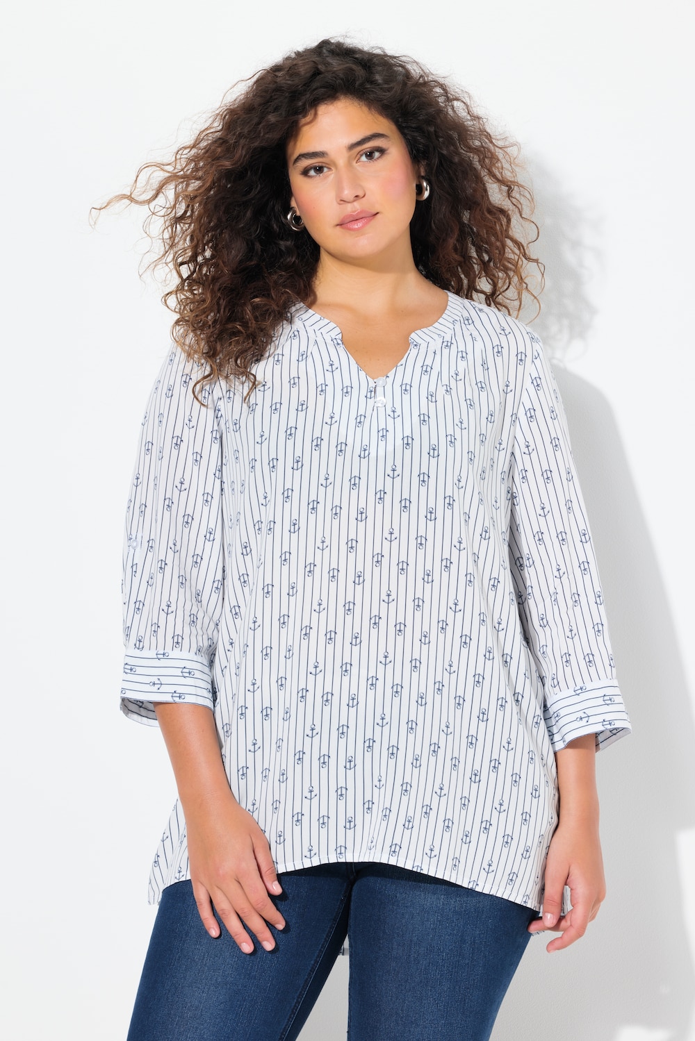 Große Größen Tunika, Damen, weiß, Größe: 42/44, Viskose, Ulla Popken