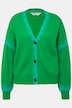 Strickjacke, oversized, Color-Akzente, V-Ausschnitt, Ballon-Langarm