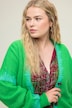 Strickjacke, oversized, Color-Akzente, V-Ausschnitt, Ballon-Langarm